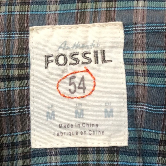 Fossil 54 Men’s Pearl Snap Western Button Down Shirt Medium - Picture 3 of 6